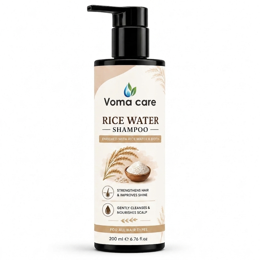 Rice Water Shampoo with Rice Water & Biotin | Daily Nourishing Hair Cleanser for All Hair Types | 200ml