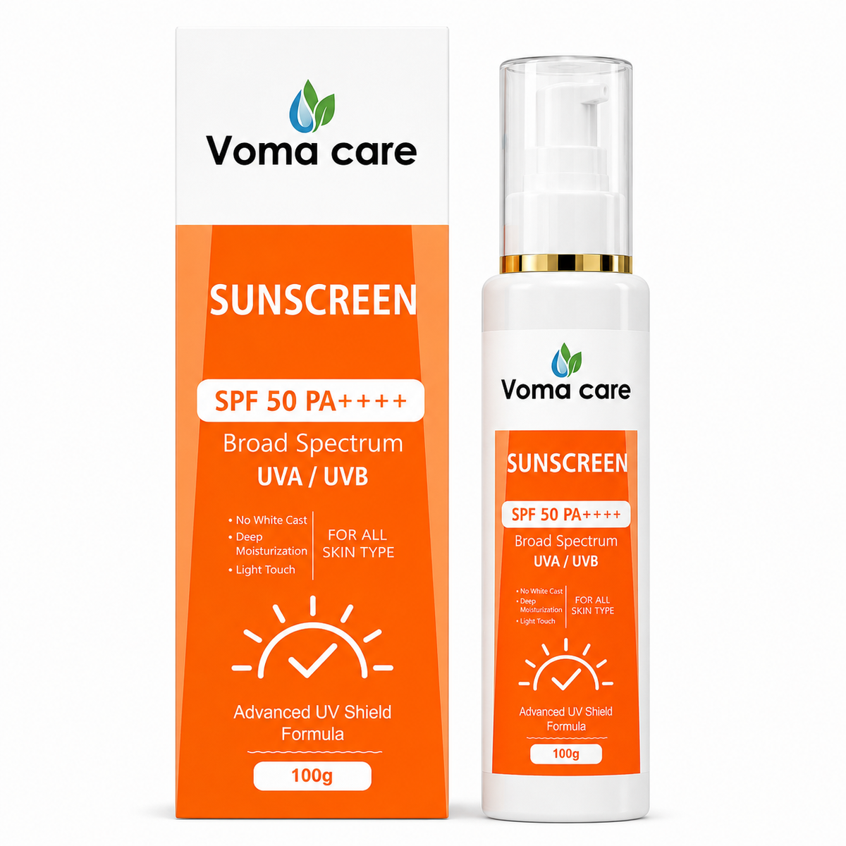 Sunscreen SPF 50 PA++++, Broad Spectrum UVA/UVB Protection, No White Cast, Lightweight Gel, Matte Finish, for All Skin Types, 100g