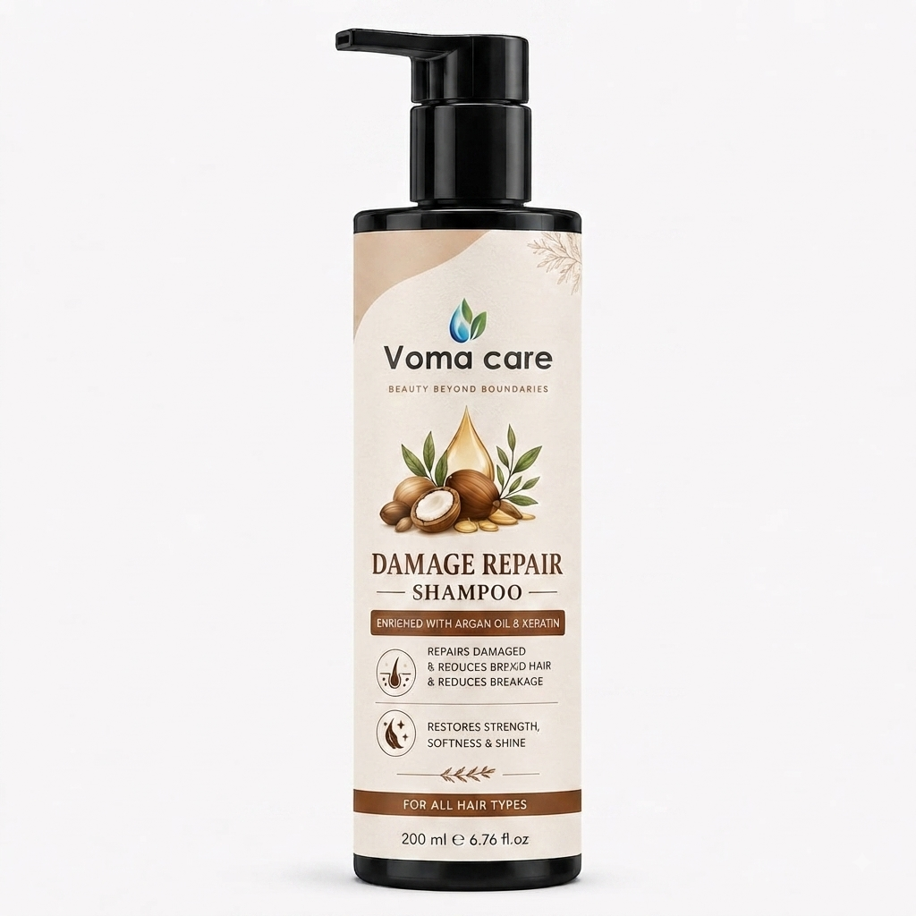 Damage Repair Shampoo with Argan Oil & Keratin | Nourishing Daily Hair Cleanser for Dry & Damaged Hair | 200ml