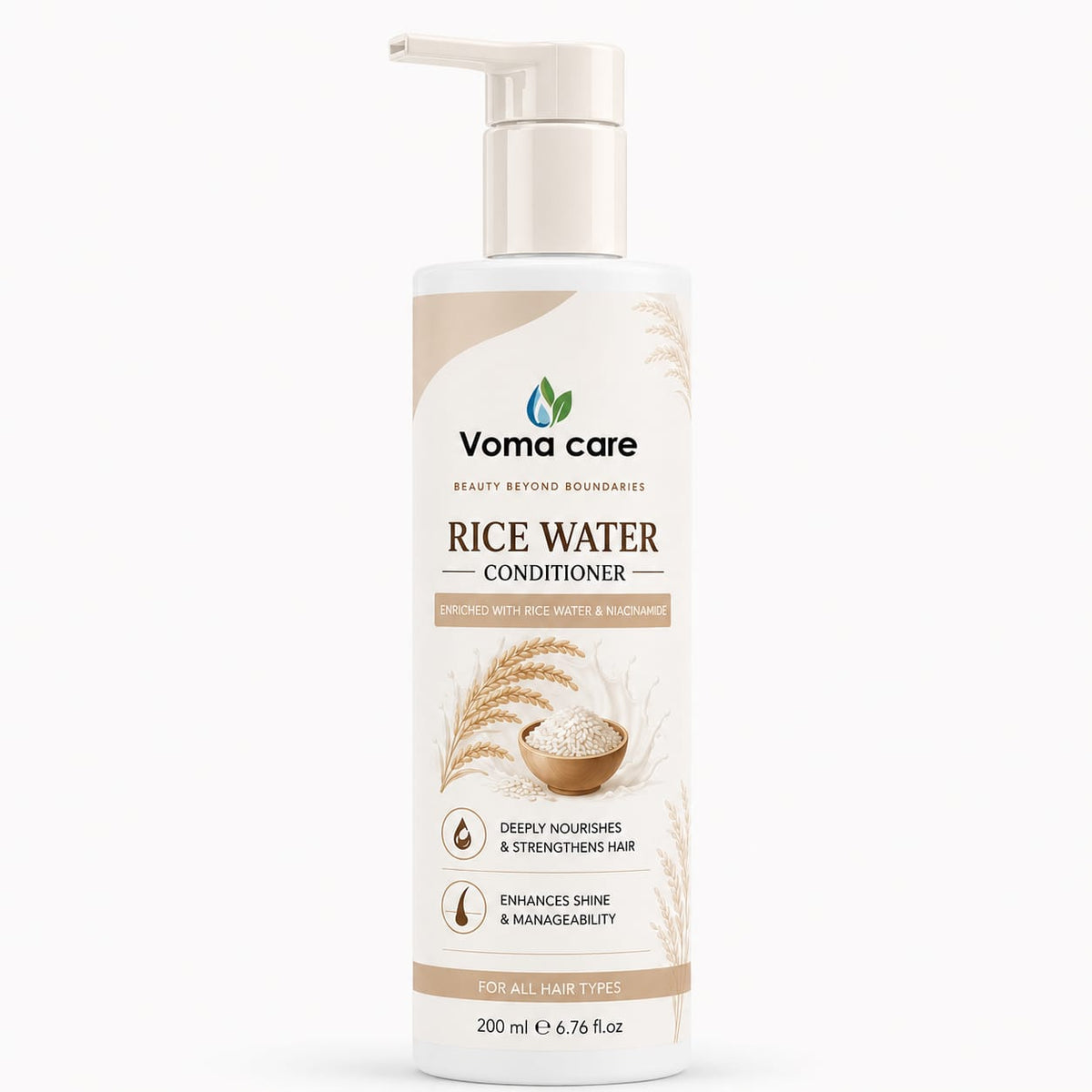 Water Conditioner 200ml with Rice Water & Niacinamide | Deep Nourishing Hair Conditioner for Dry Damaged Hair | Adds Shine Softness & Manageability | All Hair Types