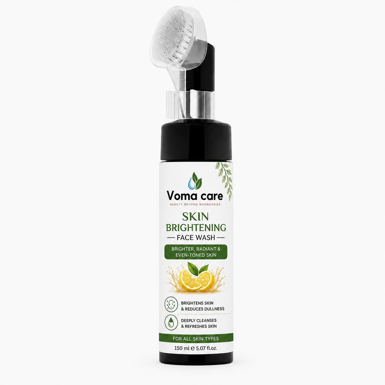 Skin Brightening Face Wash with Built-In Silicone Brush | Daily Facial Cleanser for All Skin Types | Gentle Cleansing | 150ml
